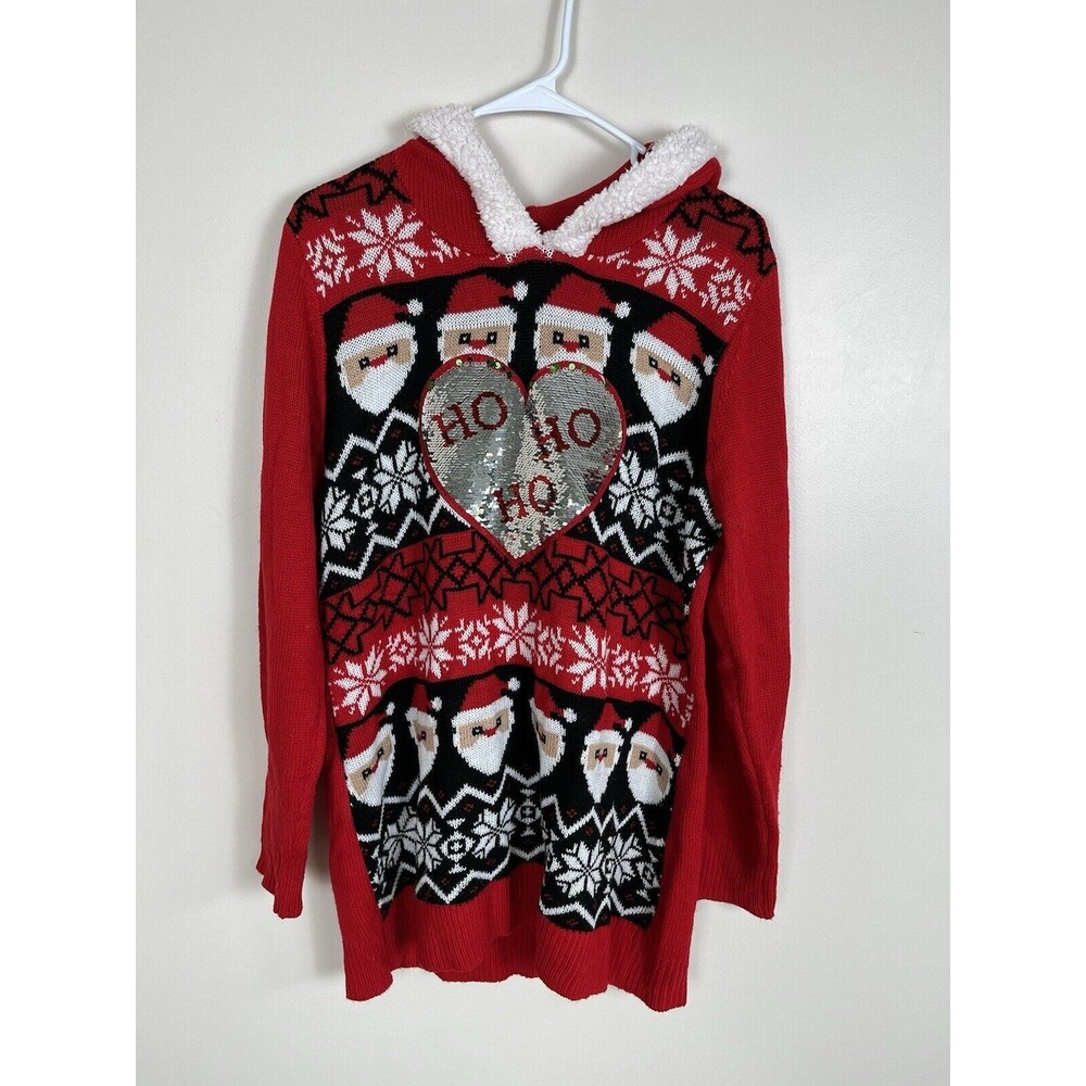 No Boundaries Junior Christmas sweater with sequin heart design size XXL/2XG 19‎